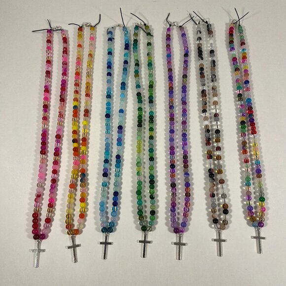 Set of Necklaces! 7 Colors! Silver Cross Pendant! NWT! - Picture 1 of 8